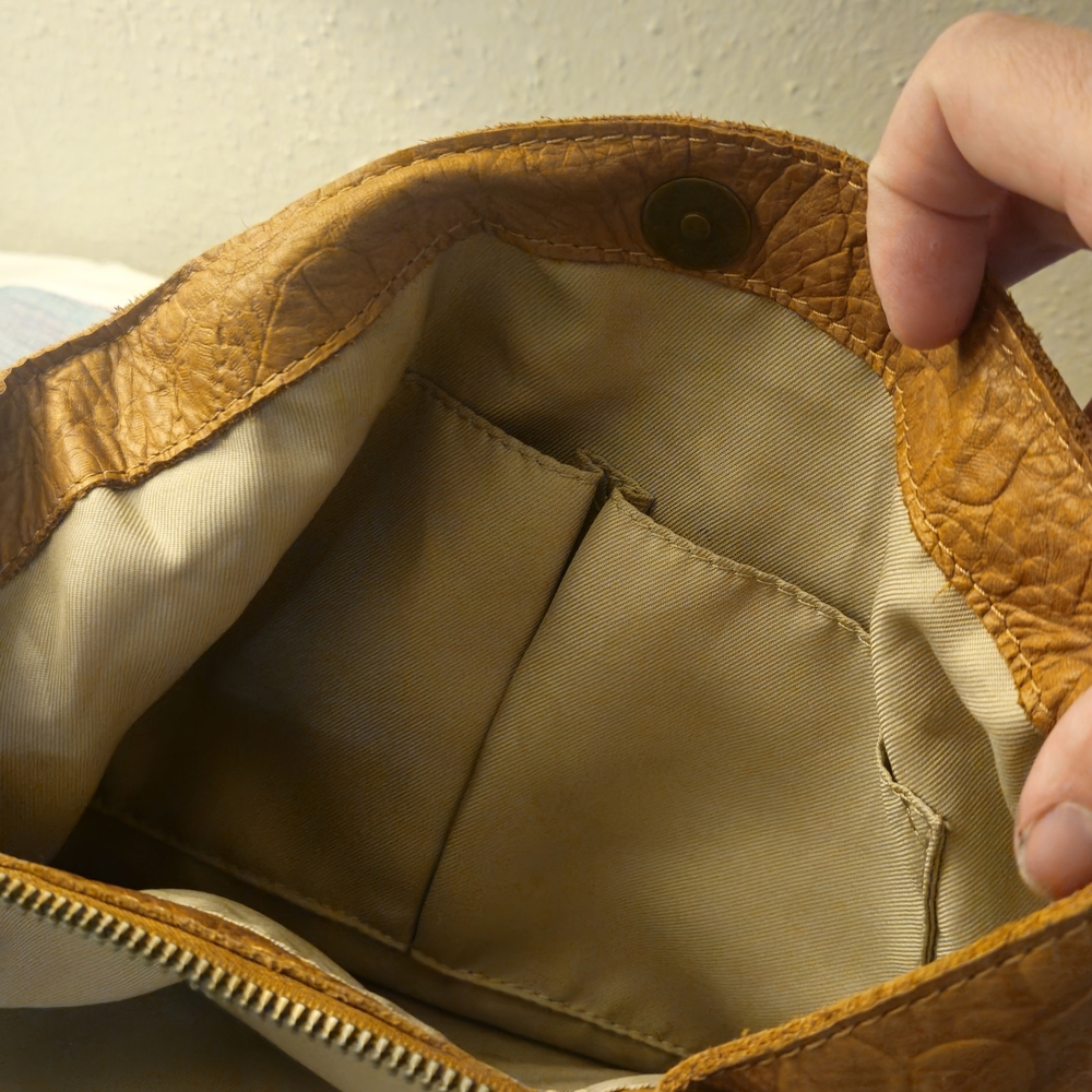 American Leather Co. Embossed Tan Shoulder Bag - Picture 5 of 9